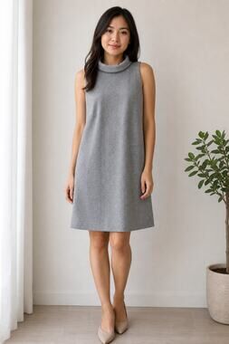 Ann Taylor Petite Gray Sleeveless Turtleneck Dress XSP